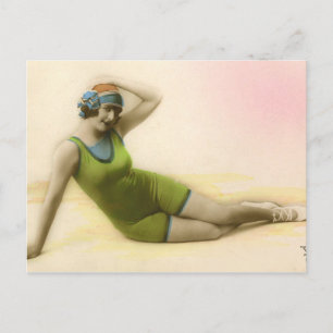 Bathing Beauty in Lime Green Briefkaart