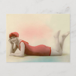 Bathing Beauty in Roos Red Briefkaart