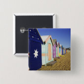 Bathing Boxes, Middle Brighton Beach, Port Vierkante Button 5,1 Cm (Voorkant /achterkant)