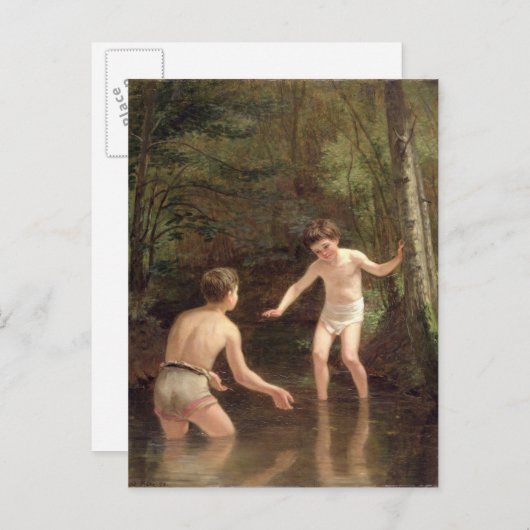 Bathing Boys, 1873 Briefkaart (Voorkant / Achterkant)