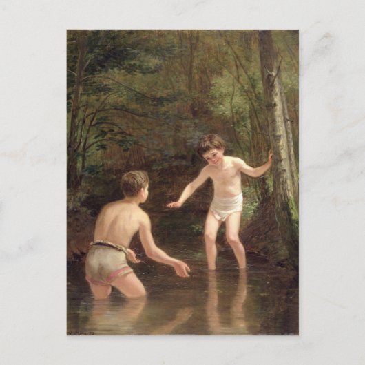 Bathing Boys, 1873 Briefkaart (Voorkant)