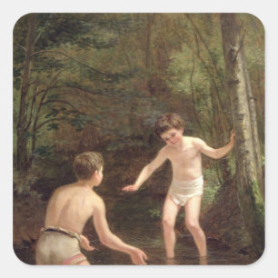 Bathing Boys, 1873 Vierkante Sticker