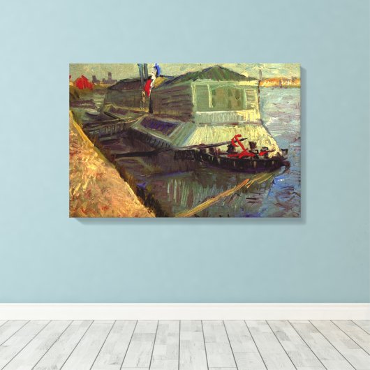 Bathing Float op Seine Asniere door Vincent van Go Canvas Afdruk (Insitu (Houten vloer))