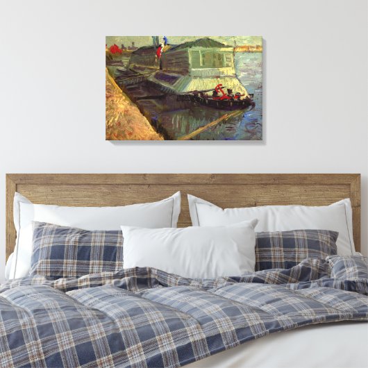 Bathing Float op Seine Asniere door Vincent van Go Canvas Afdruk (Insitu (Slaapkamer))