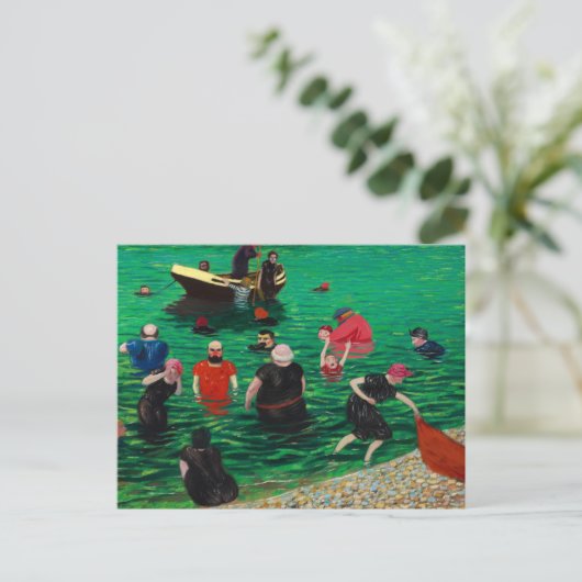 Bathing in Etretat, 1899, van Felix Vallotton Briefkaart (Staand voorkant)