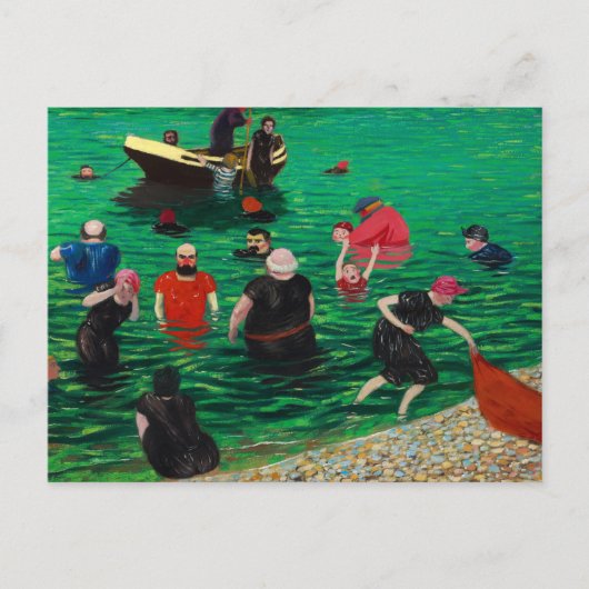 Bathing in Etretat, 1899, van Felix Vallotton Briefkaart (Voorkant)