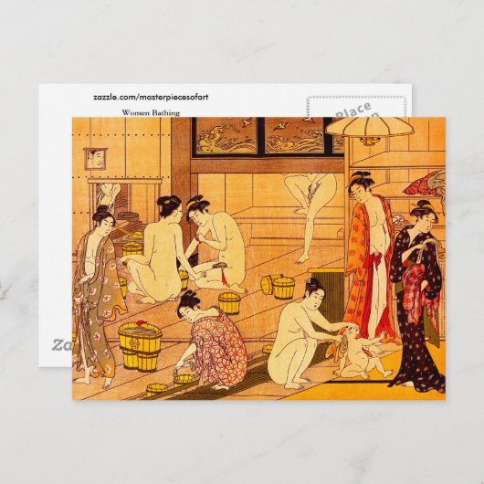Bathing van vrouwen, Torii Kiyonaga Japans Briefkaart (Voorkant / Achterkant)