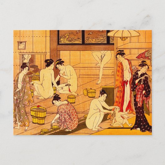 Bathing van vrouwen, Torii Kiyonaga Japans Briefkaart (Voorkant)