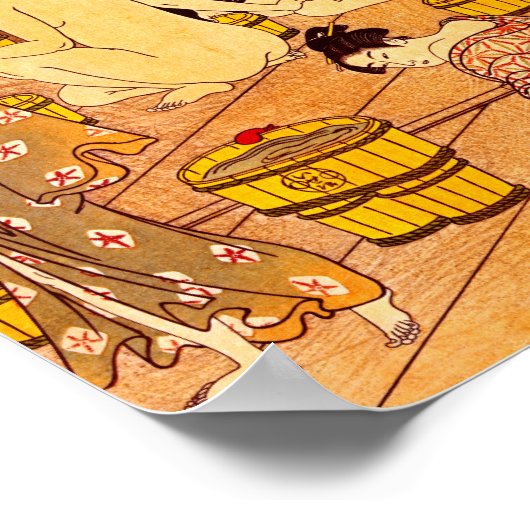 Bathing van vrouwen, Torii Kiyonaga Japans Poster (Hoek)