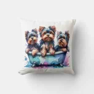 Bathing Yorkies Sierkussen