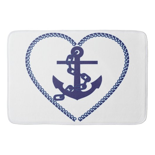 Bathmat badkamer Hartenanker blauw wit Badmat (Voorkant)