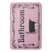 Bathmat badkamer , roze trommel zwart badmat (Voorkant Verticaal)