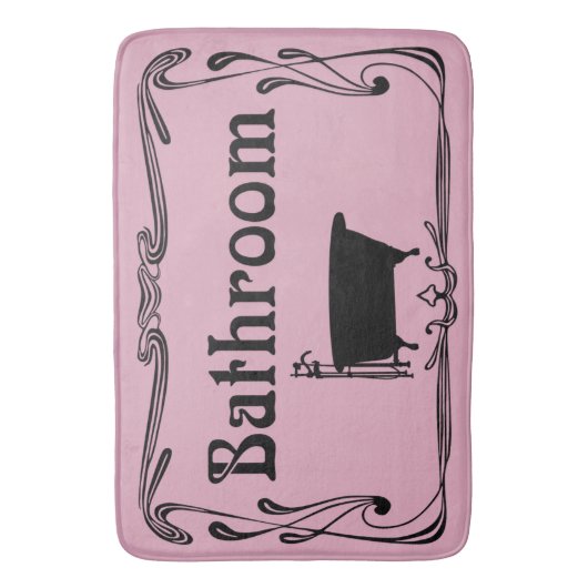 Bathmat badkamer , roze trommel zwart badmat (Voorkant Verticaal)