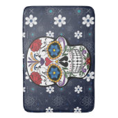 Bathmat Retro blue white flower suikerschedel Badmat (Voorkant Verticaal)