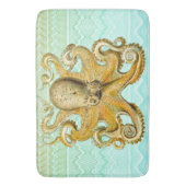 Bathmat Retro Gold Octopus pastelgolf Badmat (Voorkant Verticaal)