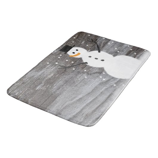 Bathmat rustige kerstsneeuwman badmat (Gekanteld)