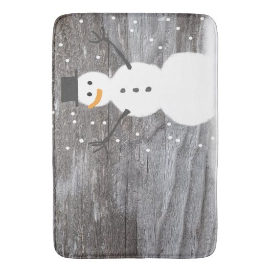 Bathmat rustige kerstsneeuwman badmat (Voorkant Verticaal)