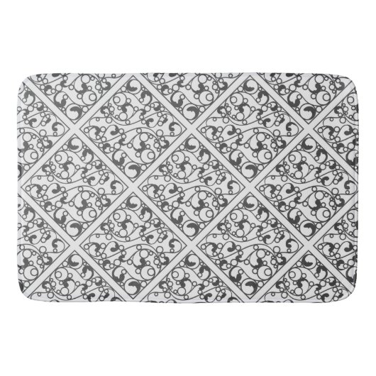 Bathmat, zwart-wit, bubbelpatroon badmat (Voorkant)