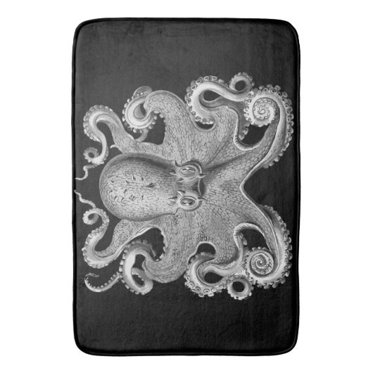 Bathmat zwarte grijze Octopus Badmat (Voorkant Verticaal)