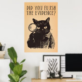 Bathroom Cat Detective Poster (Thuiskantoor)