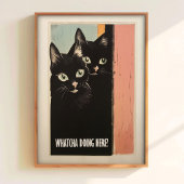Bathroom Cat Print For Toilet Wall Art Funny Black