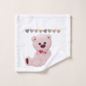 Bathroom diaset Roze Teddy Bear Hearts Love Bad Handdoek (Wasdoekje)