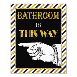 Bathroom Direction Sign (links) - 8 x 10 inch afdr Foto Afdruk