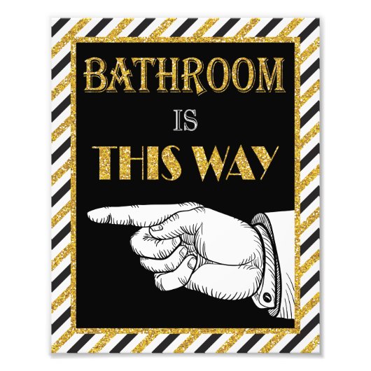 Bathroom Direction Sign (links) - 8 x 10 inch afdr Foto Afdruk (Voorkant)