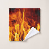 Bathroom-handdoekset, Flames op zwarte steunvloer Bad Handdoek (Wasdoekje)