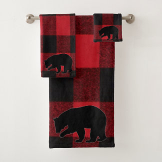 Bathroom, handdoekset, rood buffel, Beer zwart Bad Handdoek