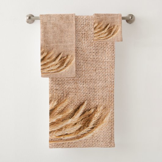 Bathroom Handdoekset Tarwe op Burlap Sack Country  Bad Handdoek (Insitu)