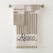 Bathroom-handdoeksets Bruin Stripe Bad Handdoek