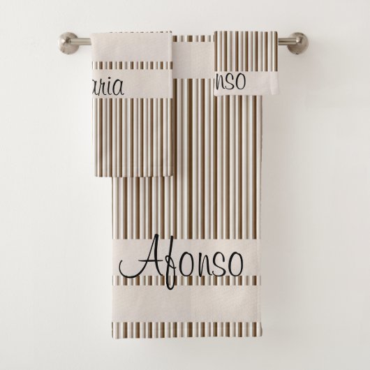 Bathroom-handdoeksets Bruin Stripe Bad Handdoek (Insitu)