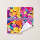 Bathroom-handdoeksets kleurrijke poms bad handdoek (Wasdoekje)
