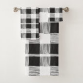 Bathroom-handdoeksets, zwart en wit, geplakt bad handdoek (Insitu)