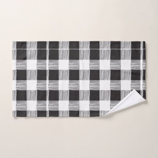 Bathroom-handdoeksets, zwart en wit, geplakt bad handdoek (Handdoek)