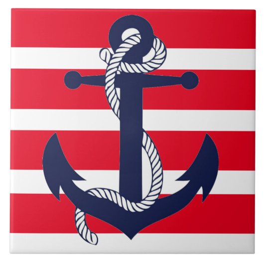 Bathroom keramische tegels - Red Blue Anchor Tegeltje (Voorkant)