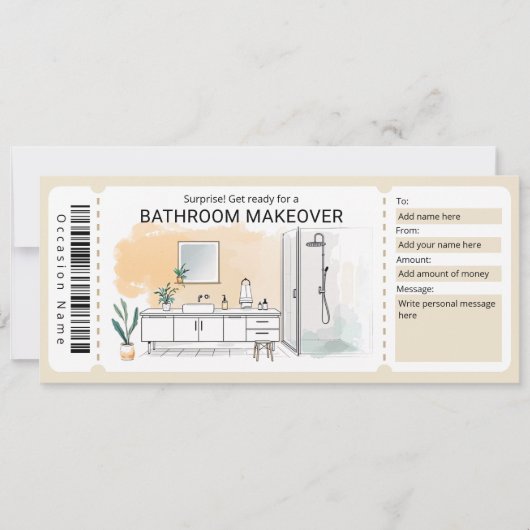 Bathroom Makeover Gift Certificate Kaart (Voorkant)