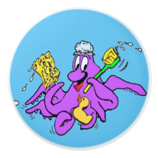 Bathroom Octopus  keramische schedel Knop (Voorkant)