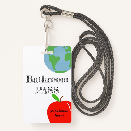 Bathroom Pass Persoonlijk Badge (Voorkant met draagriem)