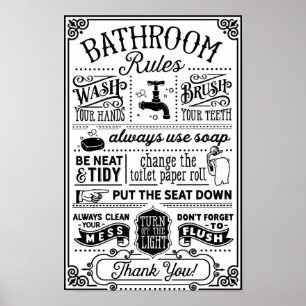 Bathroom-regels   Bedoeld Poster voor wandbekledin