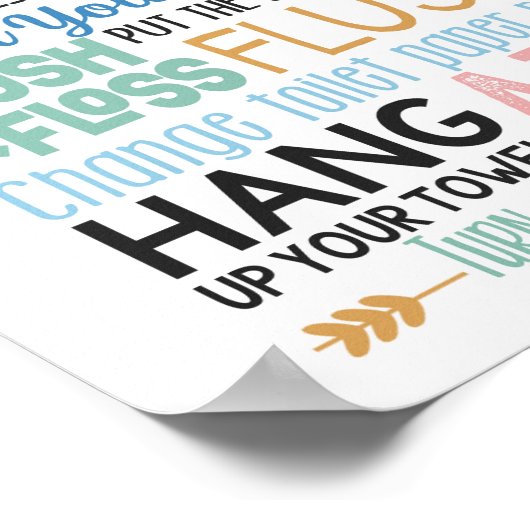 Bathroom Regels Kinder muur Poster (Hoek)