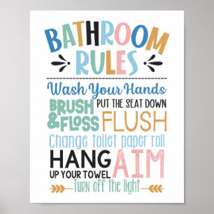 Bathroom Regels Kinder muur Poster