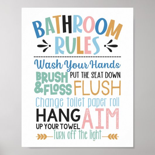 Bathroom Regels Kinder muur Poster (Voorkant)