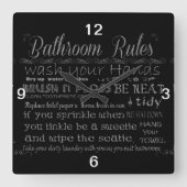 Bathroom-regels Vierkante Klok (Voorkant)