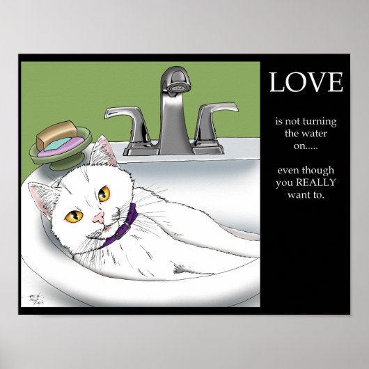 Bathroom Roze Cat Poster (Voorkant)