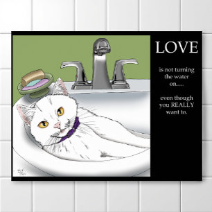 Bathroom Roze Cat Poster