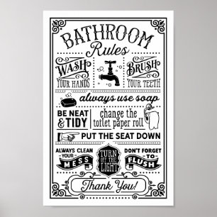 Bathroom Rules Modern  Poster
