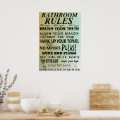 Bathroom Rules Subway Art Poster (Keuken)