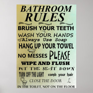 Bathroom Rules Subway Art Poster